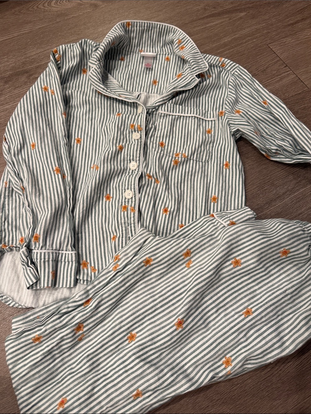 Wondershop Green Stripe Floral Pajama Set - White & Orange